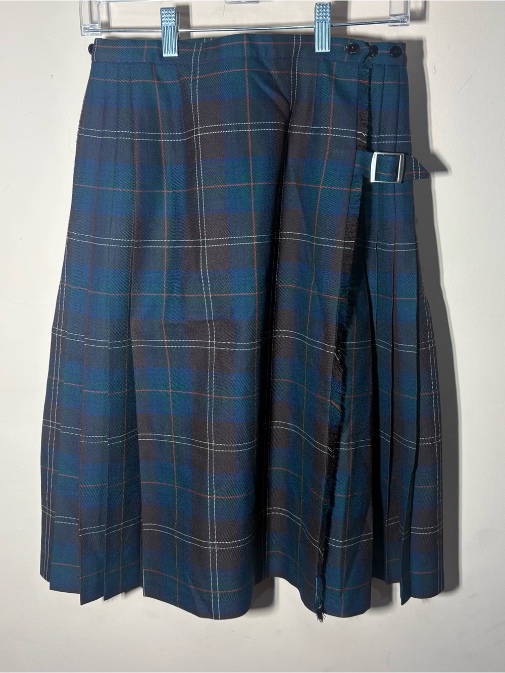 Vintage 60s 70s Fletcher Jones Australia Wool Tartan Kilt Plaid 28W
